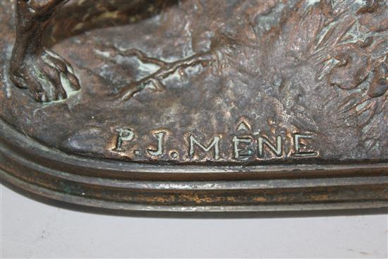 After P J Mene. A bronze model of a Pointer dog, 9in.